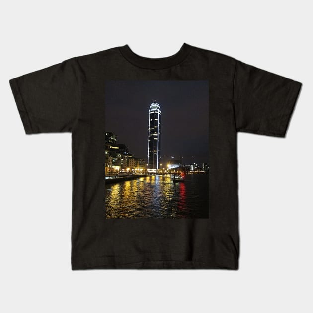 Vauxhall Tower At Night, London Kids T-Shirt by MagsWilliamson